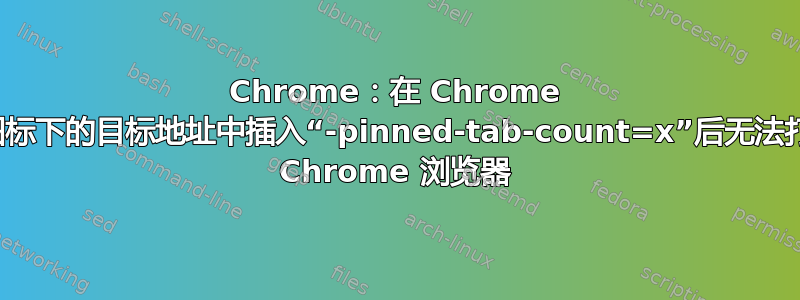 Chrome：在 Chrome 快捷方式图标下的目标地址中插入“-pinned-tab-count=x”后无法打开另一个 Chrome 浏览器