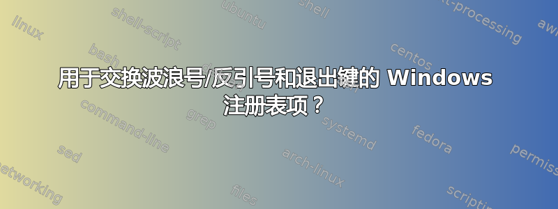 用于交换波浪号/反引号和退出键的 Windows 注册表项？