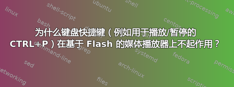 为什么键盘快捷键（例如用于播放/暂停的 CTRL+P）在基于 Flash 的媒体播放器上不起作用？