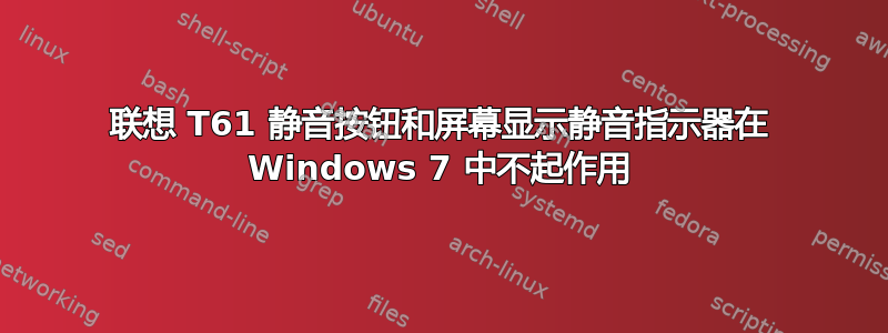 联想 T61 静音按钮和屏幕显示静音指示器在 Windows 7 中不起作用