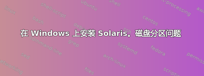 在 Windows 上安装 Solaris。磁盘分区问题