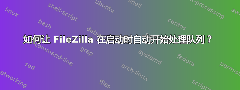 如何让 FileZilla 在启动时自动开始处理队列？