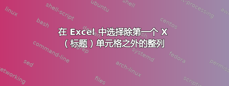 在 Excel 中选择除第一个 X （标题）单元格之外的整列