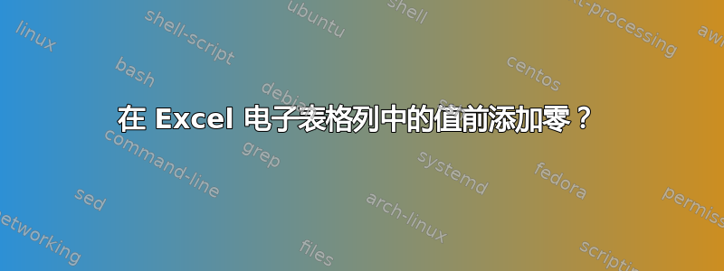 在 Excel 电子表格列中的值前添加零？