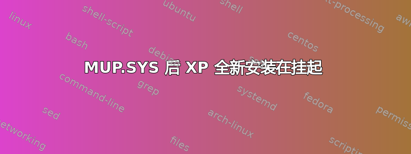 MUP.SYS 后 XP 全新安装在挂起