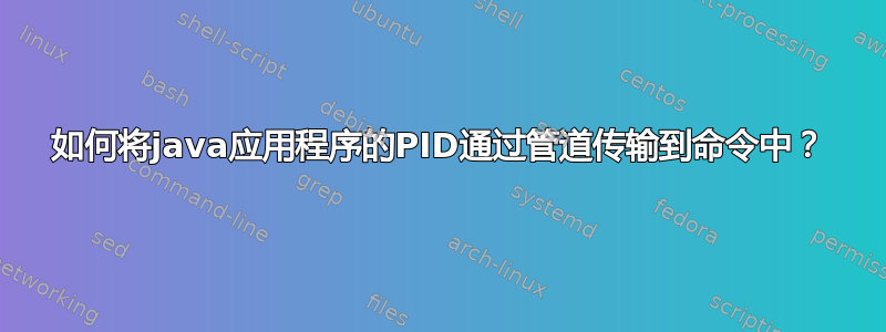 如何将java应用程序的PID通过管道传输到命令中？