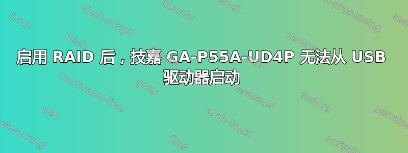 启用 RAID 后，技嘉 GA-P55A-UD4P 无法从 USB 驱动器启动