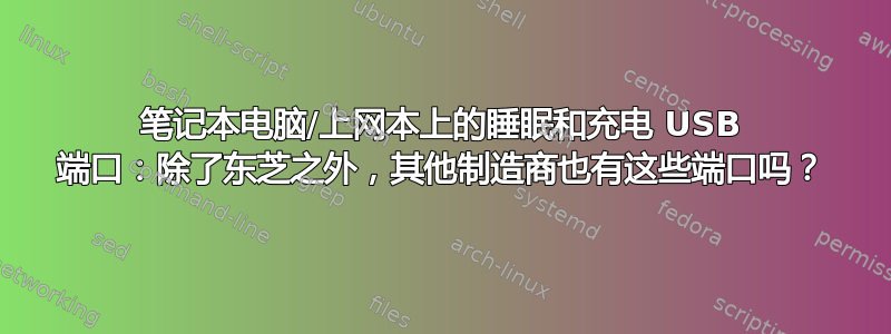 笔记本电脑/上网本上的睡眠和充电 USB 端口：除了东芝之外，其他制造商也有这些端口吗？