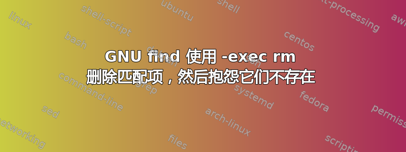 GNU find 使用 -exec rm 删除匹配项，然后抱怨它们不存在