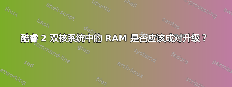 酷睿 2 双核系统中的 RAM 是否应该成对升级？