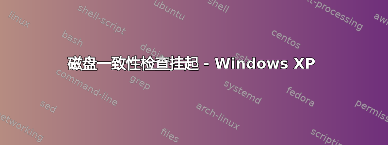 磁盘一致性检查挂起 - Windows XP