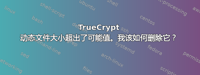 TrueCrypt 动态文件大小超出了可能值。我该如何删除它？