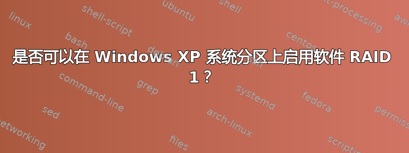 是否可以在 Windows XP 系统分区上启用软件 RAID 1？