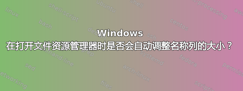 Windows 在打开文件资源管理器时是否会自动调整名称列的大小？