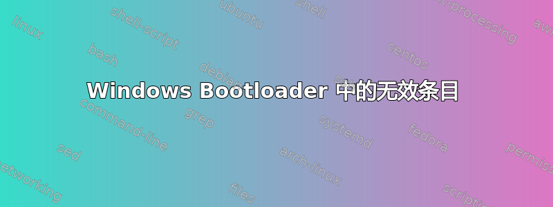 Windows Bootloader 中的无效条目