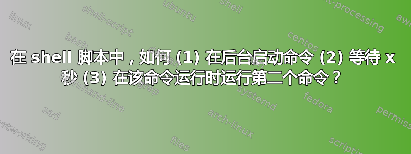 在 shell 脚本中，如何 (1) 在后台启动命令 (2) 等待 x 秒 (3) 在该命令运行时运行第二个命令？