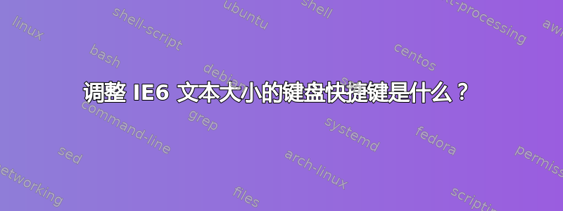 调整 IE6 文本大小的键盘快捷键是什么？