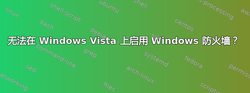 无法在 Windows Vista 上启用 Windows 防火墙？