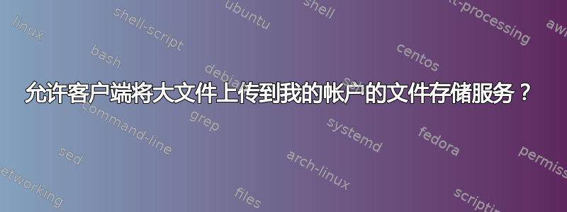 允许客户端将大文件上传到我的帐户的文件存储服务？