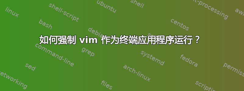 如何强制 vim 作为终端应用程序运行？