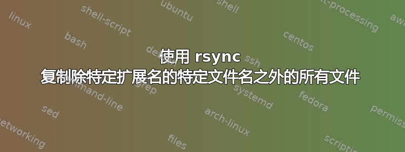 使用 rsync 复制除特定扩展名的特定文件名之外的所有文件