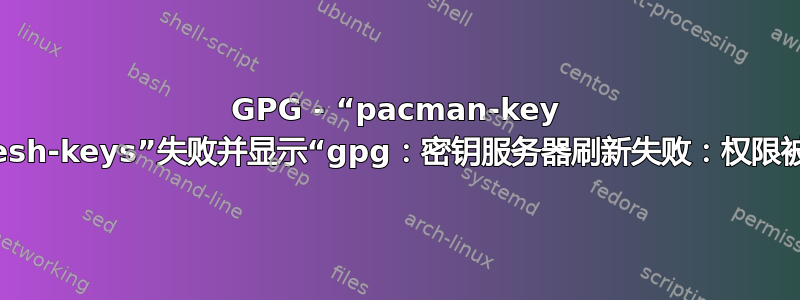 GPG - “pacman-key --refresh-keys”失败并显示“gpg：密钥服务器刷新失败：权限被拒绝”