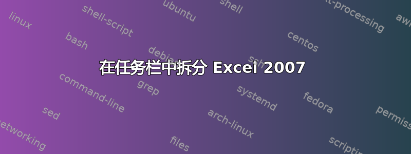 在任务栏中拆分 Excel 2007