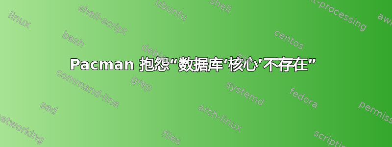 Pacman 抱怨“数据库‘核心’不存在”