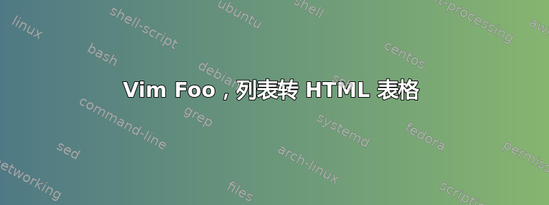 Vim Foo，列表转 HTML 表格