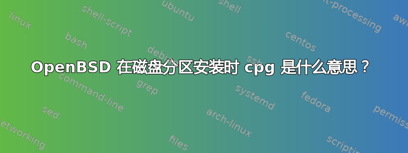 OpenBSD 在磁盘分区安装时 cpg 是什么意思？