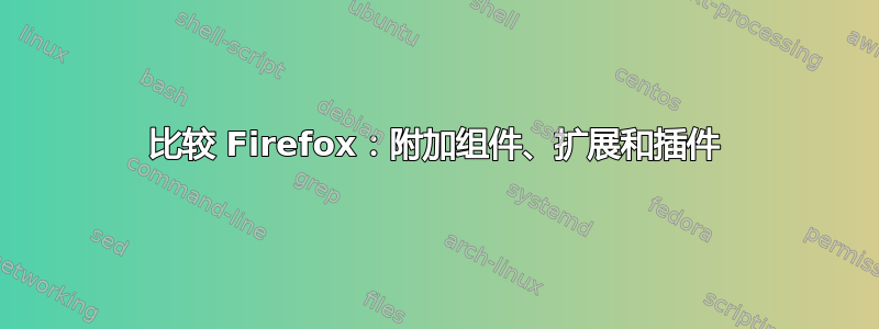 比较 Firefox：附加组件、扩展和插件