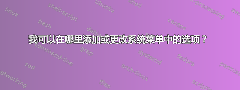 我可以在哪里添加或更改系统菜单中的选项？