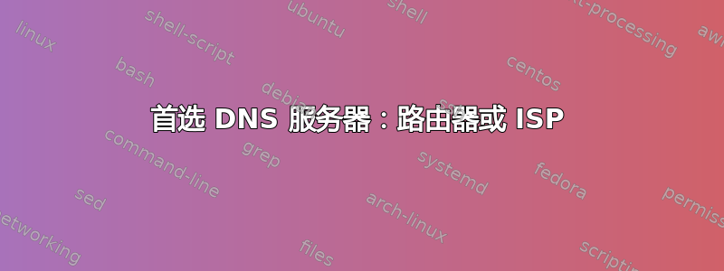 首选 DNS 服务器：路由器或 ISP