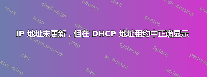 IP 地址未更新，但在 DHCP 地址租约中正确显示