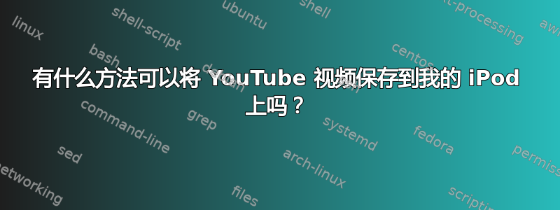 有什么方法可以将 YouTube 视频保存到我的 iPod 上吗？