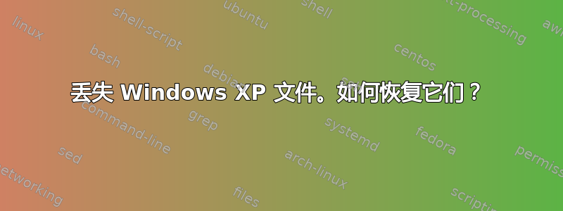 丢失 Windows XP 文件。如何恢复它们？