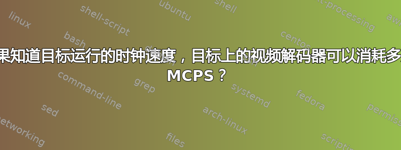 如果知道目标运行的时钟速度，目标上的视频解码器可以消耗多少 MCPS？