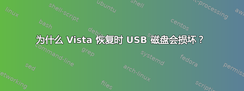 为什么 Vista 恢复时 USB 磁盘会损坏？