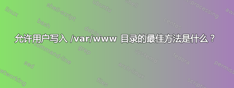 允许用户写入 /var/www 目录的最佳方法是什么？