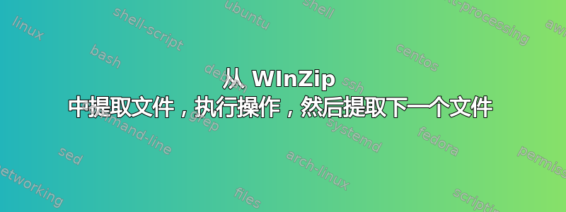 从 WInZip 中提取文件，执行操作，然后提取下一个文件