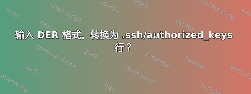 输入 DER 格式。转换为 .ssh/authorized_keys 行？