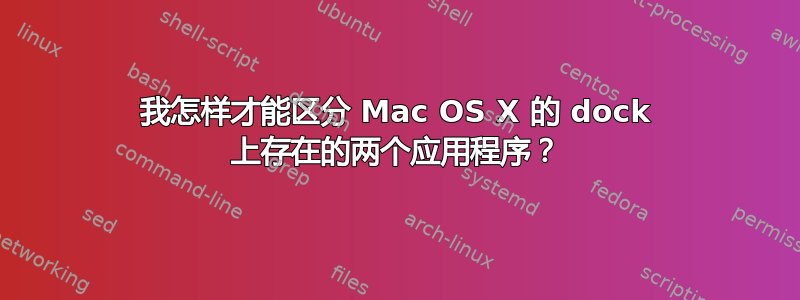 我怎样才能区分 Mac OS X 的 dock 上存在的两个应用程序？