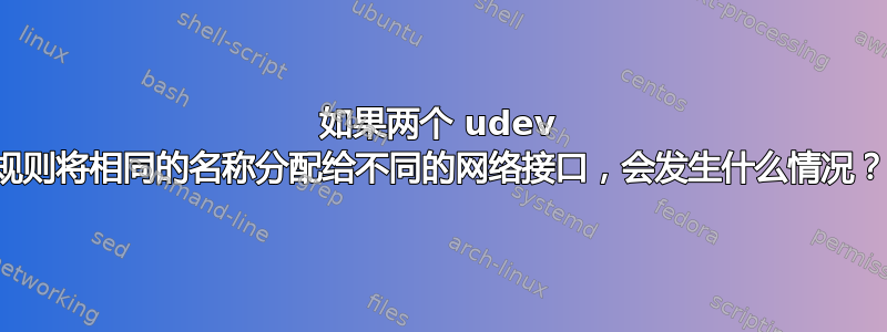 如果两个 udev 规则将相同的名称分配给不同的网络接口，会发生什么情况？