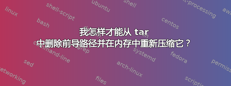 我怎样才能从 tar 中删除前导路径并在内存中重新压缩它？