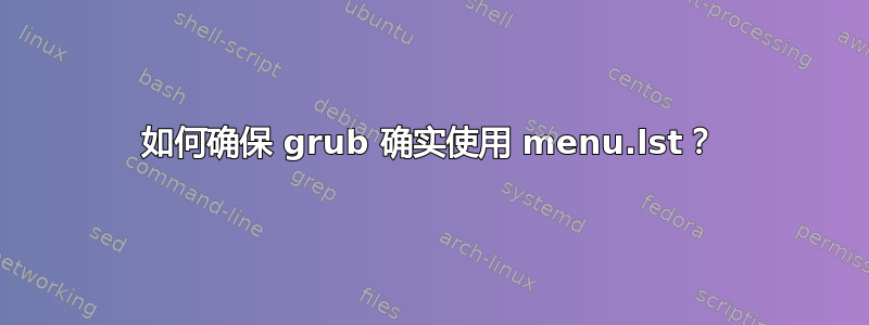 如何确保 grub 确实使用 menu.lst？