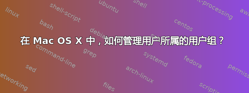 在 Mac OS X 中，如何管理用户所属的用户组？