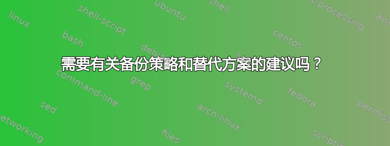 需要有关备份策略和替代方案的建议吗？