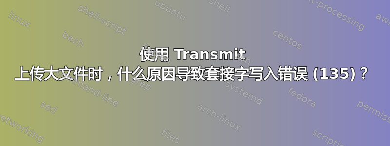 使用 Transmit 上传大文件时，什么原因导致套接字写入错误 (135)？