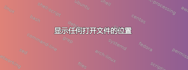 显示任何打开文件的位置