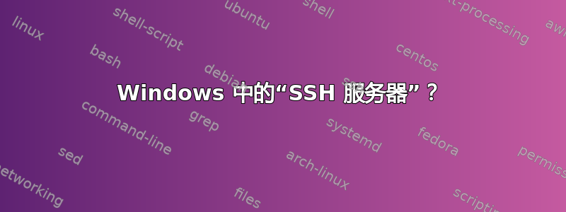 Windows 中的“SSH 服务器”？